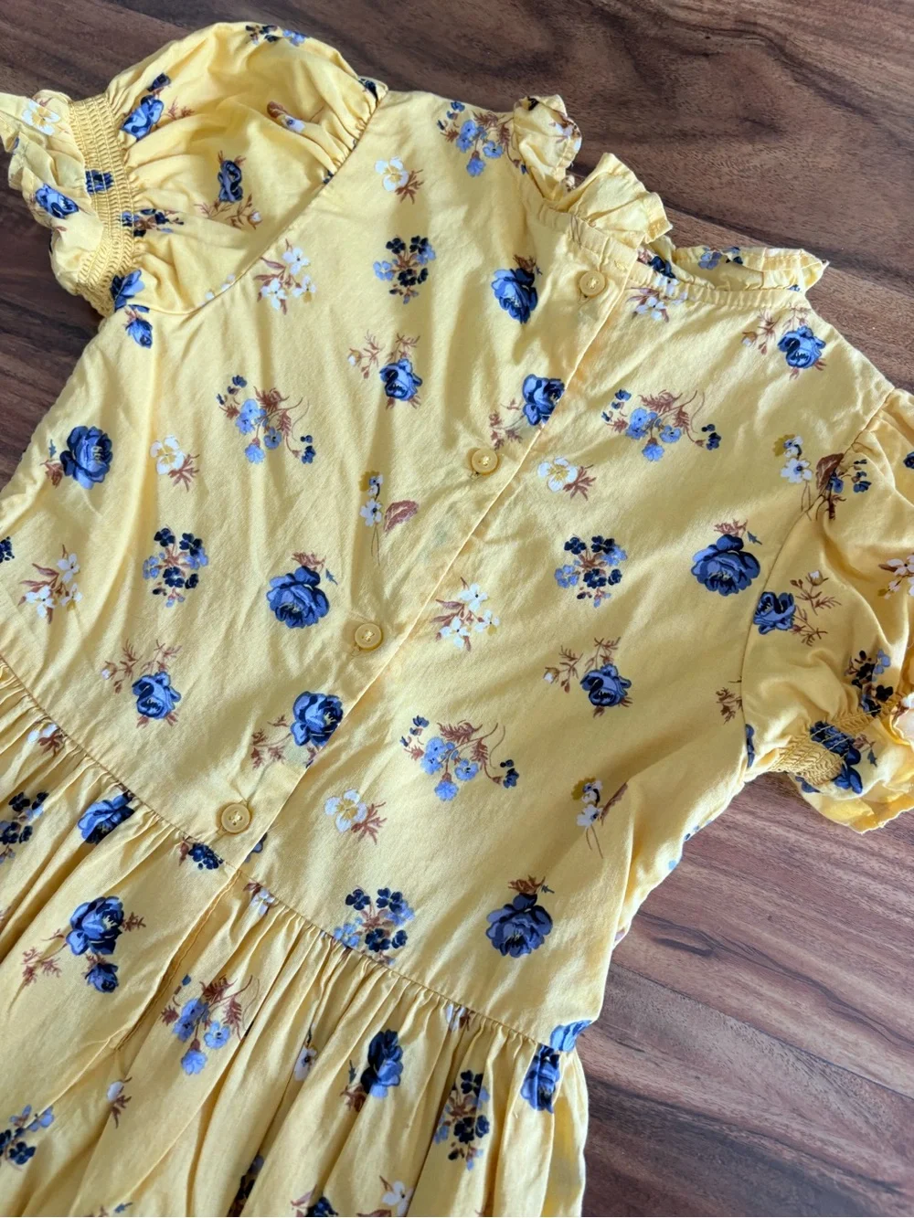 Janie & Jack Girls Yolk Yellow Floral The Hannah Floral Smocked Dress Size 8 10
